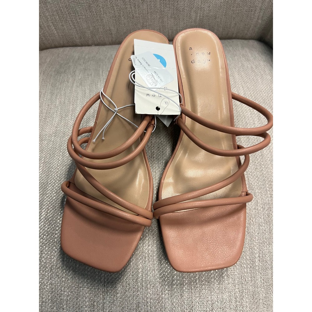 NWT a new day Nude Strappy Square-Toe Heeled Sandals